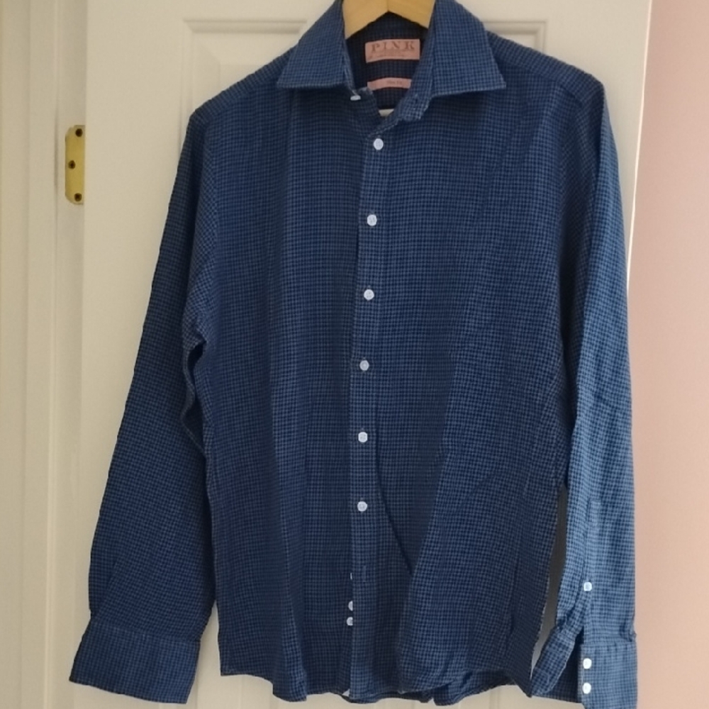 Thomas Pink Blue Casual Button Down Shirt